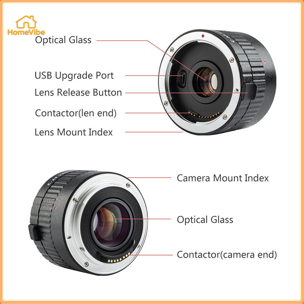 HomeVibe-th Viltrox C-AF 2XII AF Auto Focus Teleconverter เลนส์ Extender การขยายสำหรับ Canon EF Moun