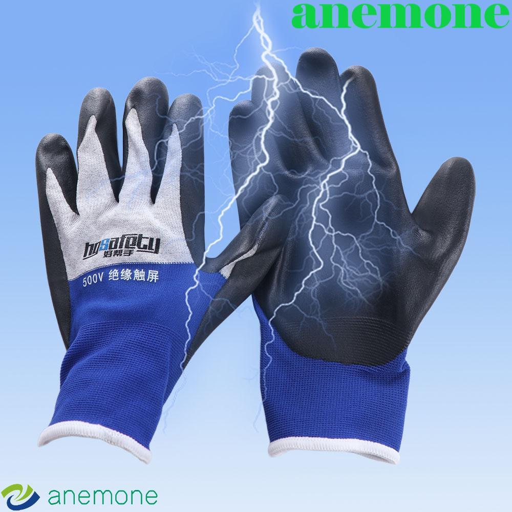 ANEMONE ถุงมือป้องกันไฟฟ้า, กันน้ํามันแบบมีแรงดันไฟฟ้า 400V/500V ถุงมือฉนวนไฟฟ้า, ไนไตรล์นิรภัยอเนกป