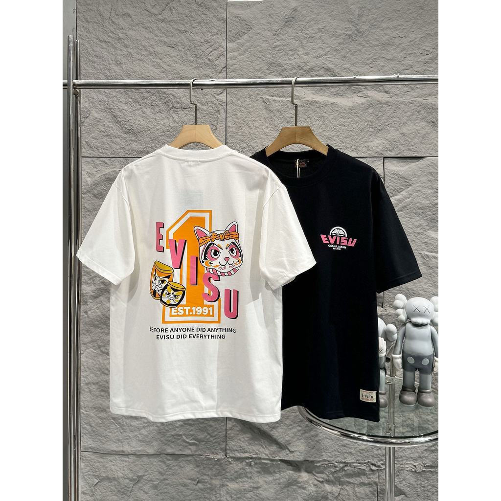 EVISU/God of Fortune/2026 คลาสสิกรอบคอแขนสั้นเสื้อยืดผู้ชายผู้หญิงสไตล์ใหม่ Original Design สไตล์ใหม