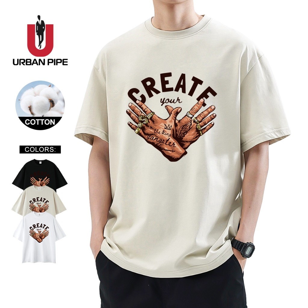 URBAN PIPE Fashion Print Tshirt For Men High Quality 100% Cotton Oversized Casual  Unisex Shirt YH16