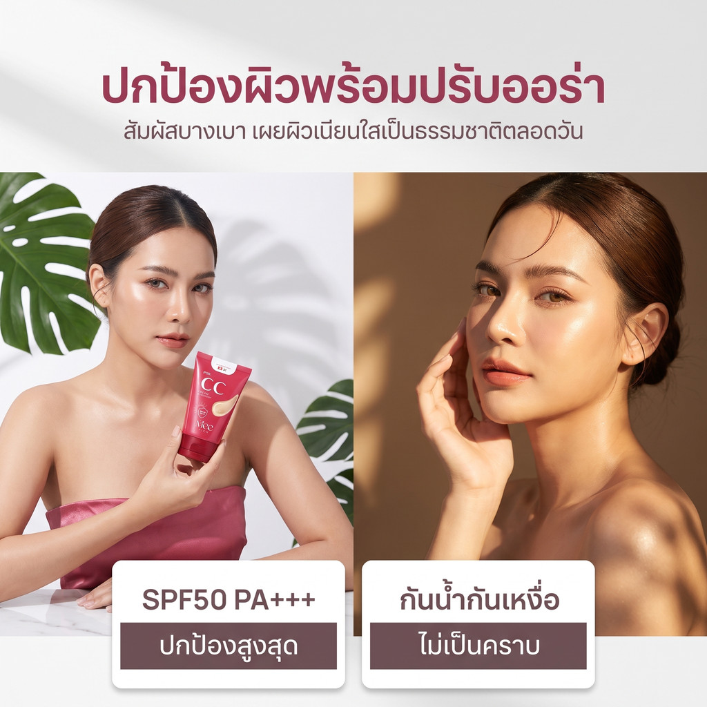 Nee Rich POK CC Cream เบอร์ 2 SPF50 PA+++ กันแดด กันน้ำ ขนาด 100 กรัม