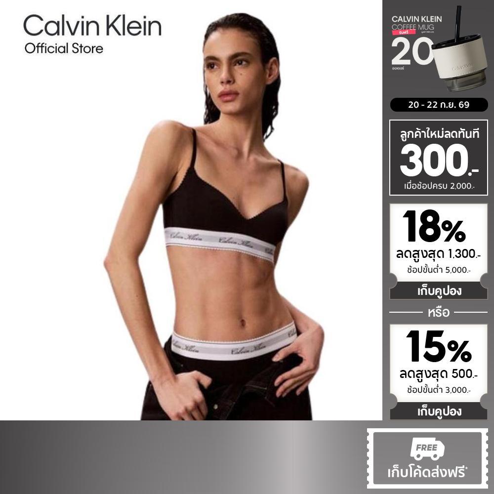 CALVIN KLEIN เสื้อชั้นในผู้หญิงตะขอหลัง New Signature Logo Bralette รุ่น QF9070AD UB1-สีดำ