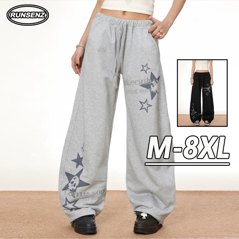 ม-8เอ็กแอล กางเกงผู้ชายสไตล์เกาหลี สีเทา ขาตรงขากว้าง ฟิตพอดีตัวแบบลำลอง ไซส์ใหญ่