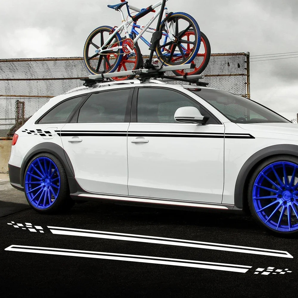 2PCS สติกเกอร์ประตูรถด้านข้าง Body Strip Trims ฟิล์มไวนิล Decals Decor อุปกรณ์อัตโนมัติสําหรับ Audi 