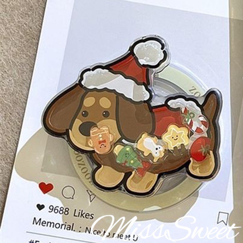 วงเล็บเคสโทรศัพท์ เหมาะสําหรับเคสโทรศัพท์ทั้งหมด INS น่ารัก Kitty Cat Christmas Tree Little Puppy Snowman ดาวกาวถุงลมนิรภัยวงเล็บเหมาะสําหรับ Desktop Retract - รูปที่ 3