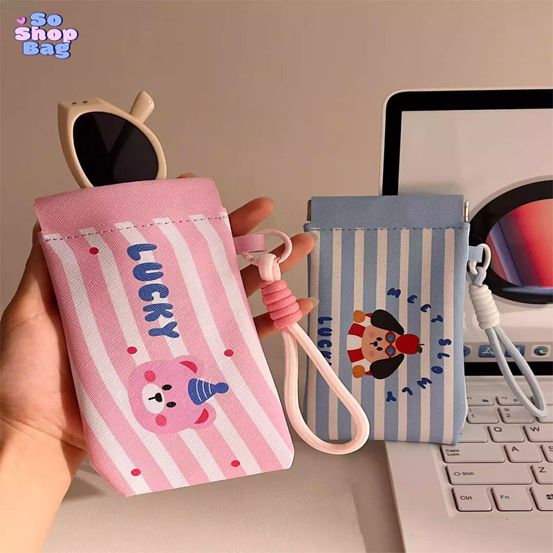 COD กระเป๋าแว่นตา Dopamine หนัง PU กันน้ำ กันฝุ่น ง่ายต่อการพกพา สไตล์เกาหลี กระเป๋าใส่แว่นตาแฟชั่