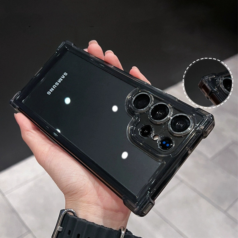 SAMSUNG HLF หรูหราใสกันกระแทกสําหรับSamsung GalaxyS25 S24 S23 S22 FE Plus S24 Ultra A34 A54 A15 A25 A35 A55 A53 5G Hardอะคริลิคฝาครอบ