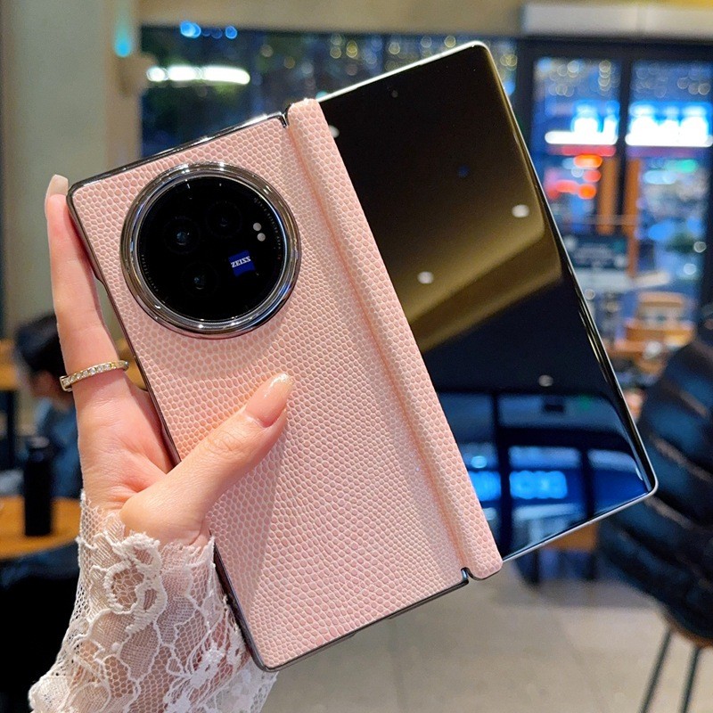 ใหม่สําหรับ VIVO X Fold5 เคสโทรศัพท์ X Fold5/Fold3pro/Fold3 Electroplated Central Axis หนัง Anti-dro
