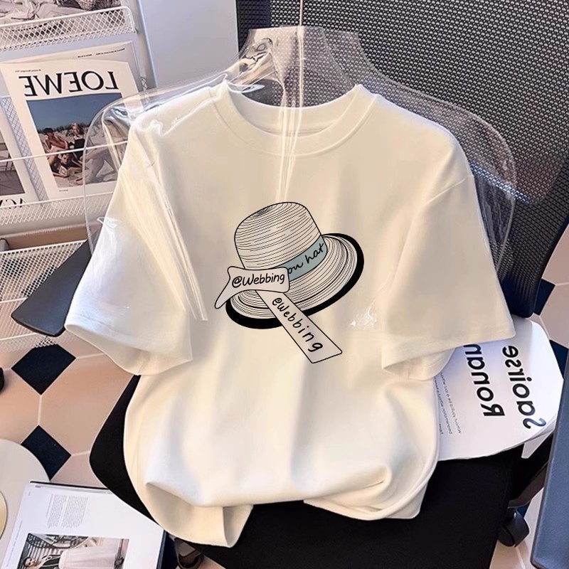 ฤดูร้อนผ้าฝ้ายแท้คอกลมแขนสั้นเสื้อยืดผู้หญิง 2025 สไตล์ใหม่แฟชั่นสีขาวหลวมทุกการแข่งขันกลางความยาวด้านบน