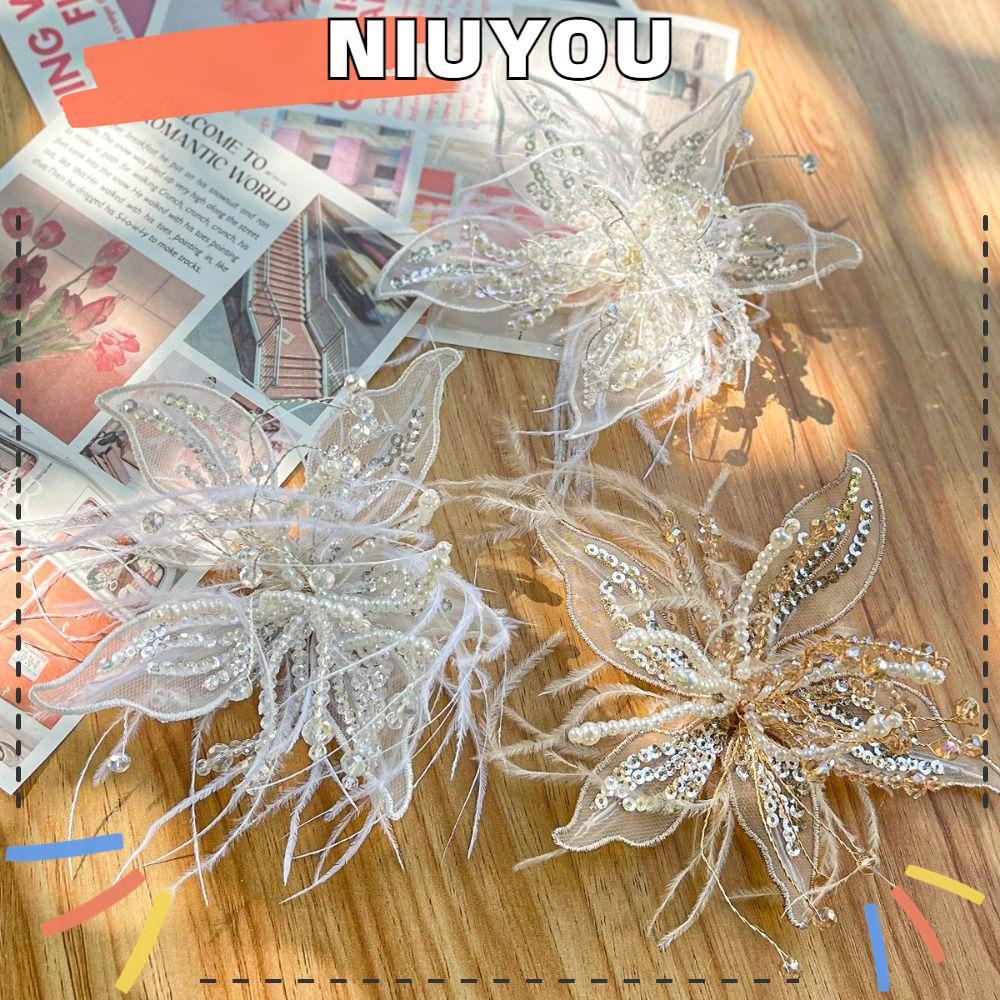 NIUYOU Organza ดอกไม้และปีกลูกไม้เพอร์เล่มuti-layer Applique สำหรับตกแต่งเสื้อผ้าด้วยมือ