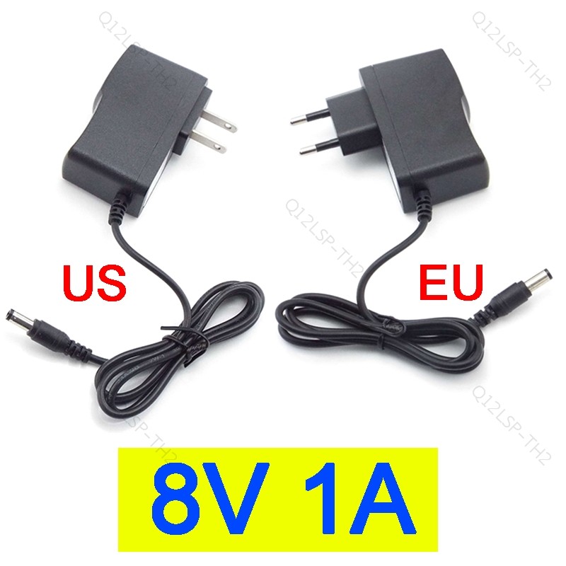 8V 1A 1000ma AC 100V-240V DC 8 โวลต์อะแดปเตอร์จ่ายไฟปลั๊กแปลง TH12L2