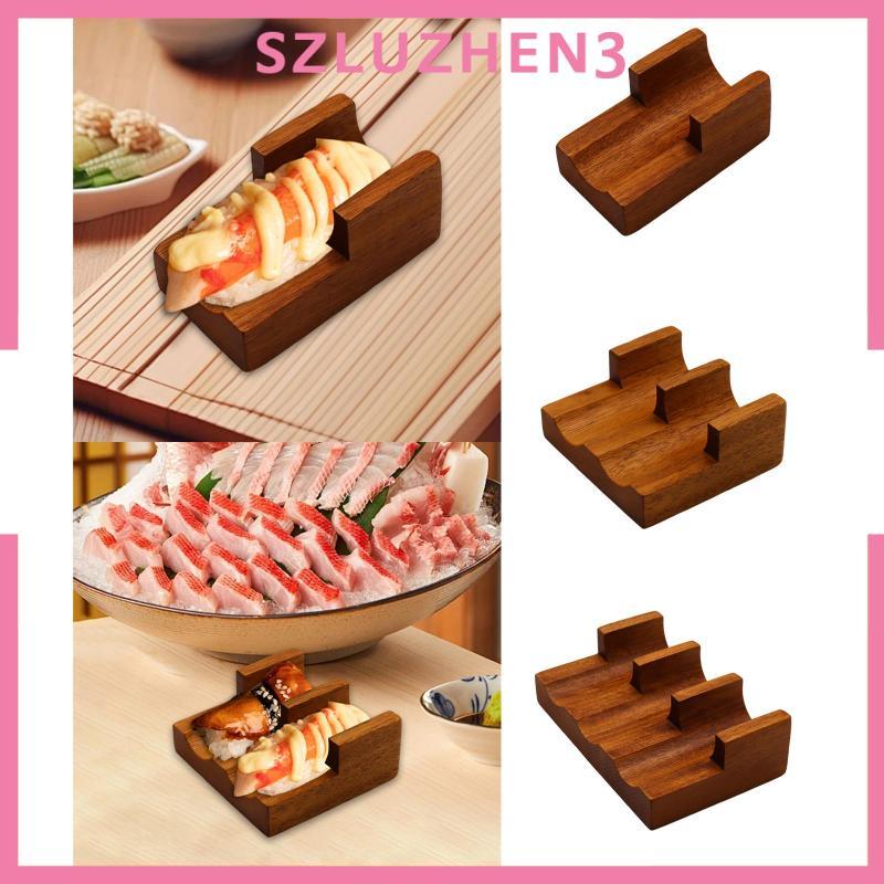 [Szluzhen3] ขาตั้งจอแสดงผลอาหารไม้สําหรับซูชิ Tacos และแซนวิชเหมาะสําหรับบุฟเฟ่ต์อาหารค่ําและเหตุการ