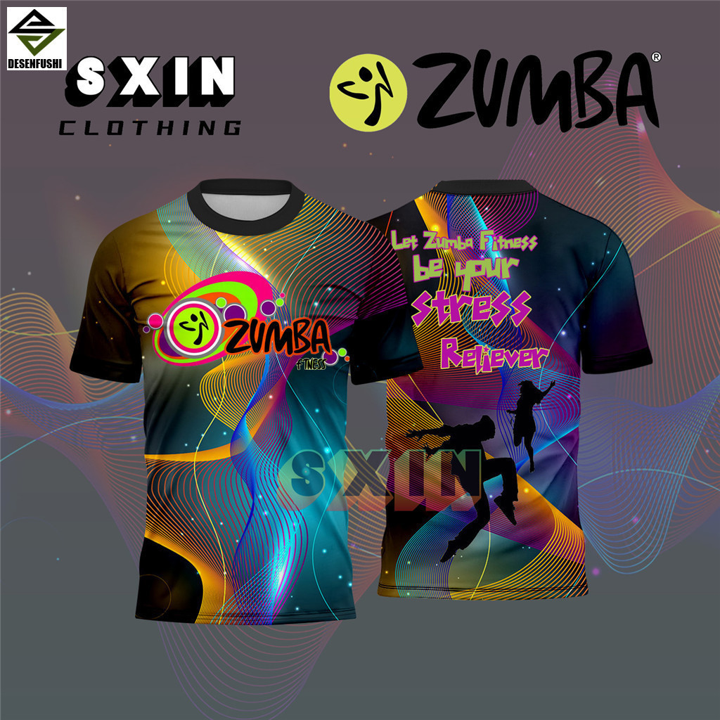 Love Zumba Fitness Outfit ผู้หญิงผู้ชายสี Dryfit เสื้อดริฟท์สไตล์หลวมเสื้อยืดแขนสั้น