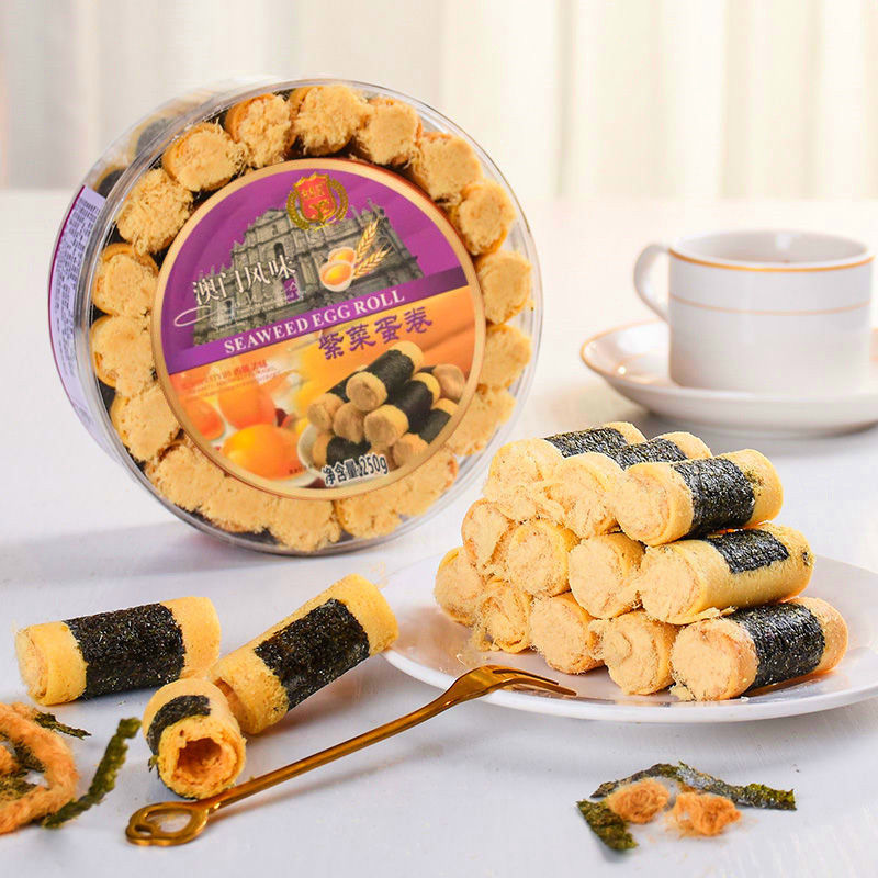 มาเก๊า สาหร่ายพิเศษ ขนมม้วนไข่ บิสกิตอาหาร ขนมกวางตุ้ง น้ําชายามบ่าย ของว่าง ของว่าง หมากฝรั่ง20251019