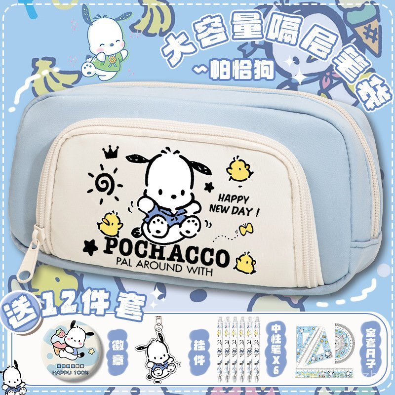 กระเป๋าใส่ดินสอ Pochacco น่ารัก อนิเมะ สองมิติ ความจุขนาดใหญ่ สำหรับเด็กผู้หญิง