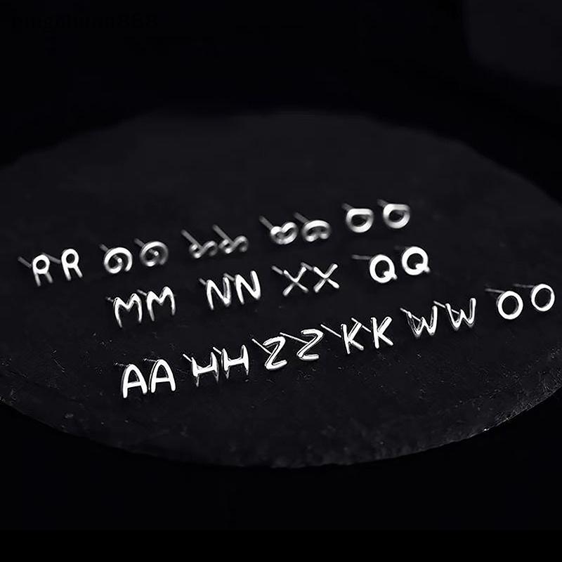 Pingchuan888 1 คู่ Ins สไตล์ 26 AZ จดหมายเริ่มต้นสตั๊ดต่างหูขนาดเล็กตัวอักษรเล็กๆชื่อต่างหูแฟชั่นเคร
