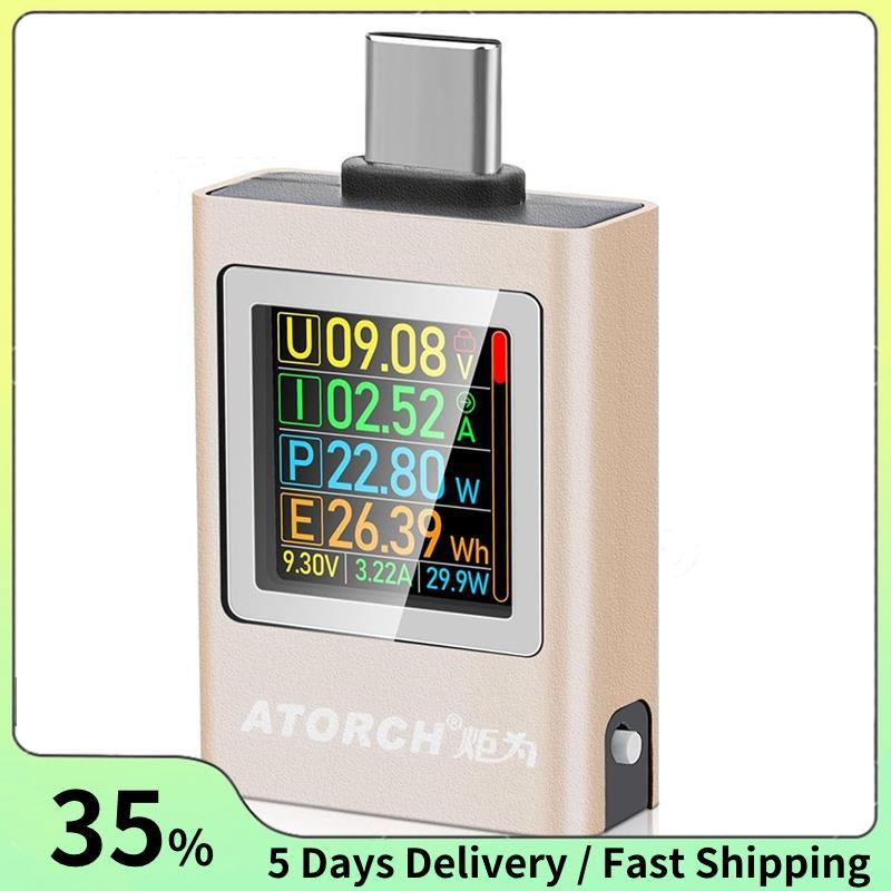 ATORCH USB C Tester Power Meter, Type-C Tester Digital Multimeter 4-50V 0-12A Voltage Current Tester