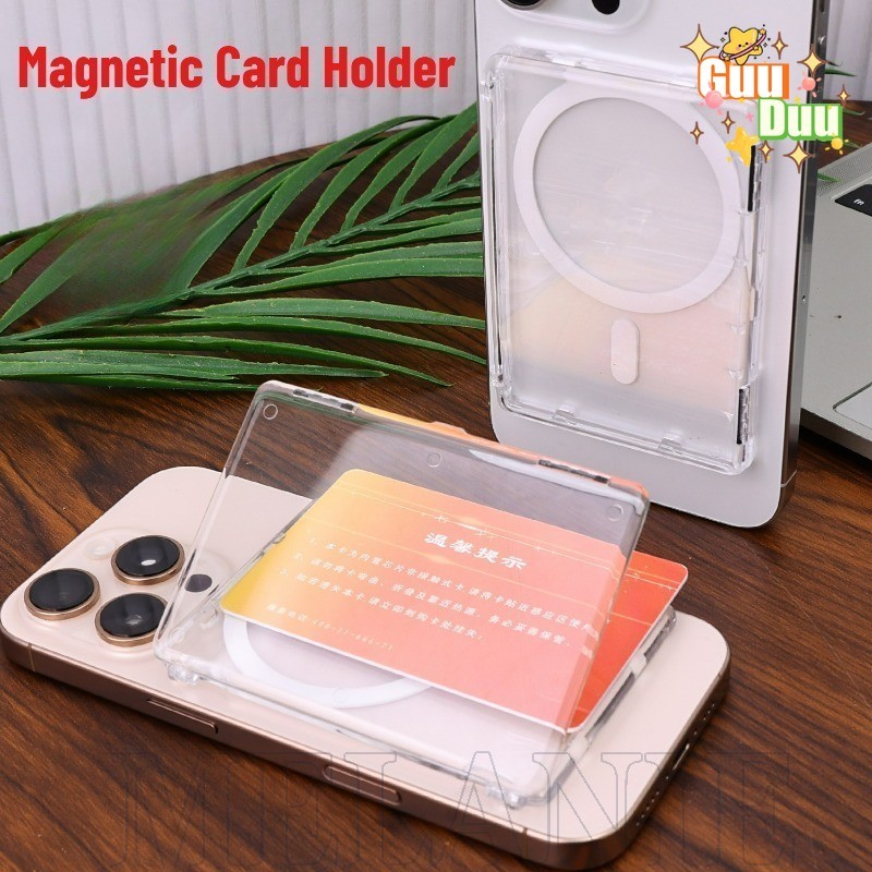 [ GuuDuu ]เคสการ์ดปิดแม่เหล็ก - กล่องปกป้องบัตรประจําตัว - ที่ใส่บัตรธนาคารโปร่งใส - เคสเก็บบิลด้านหลังโทรศัพท์ - แบบพกพา ป้องกันการสูญหาย