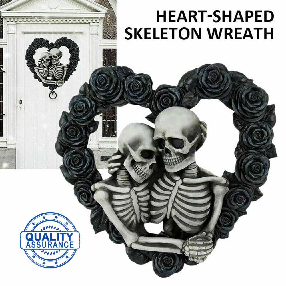 โครงกระดูกคู่ประตูจํานวนสีดํา Rose แหวนจี้ตกแต่ง Home Day วันวาเลนไทน์ Doo O4z1