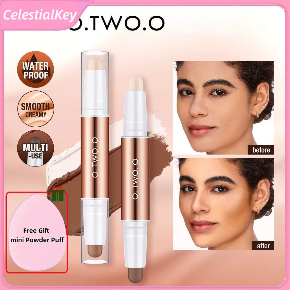 【มีสินค้า】 O.two.o ปากกาคอนทัวร์ 2 หัว ไฮไลท์เตอร์เนื้อแมตต์อเนกประสงค์ คอนซีลเลอร์ เพิ่มความกระจ่าง
