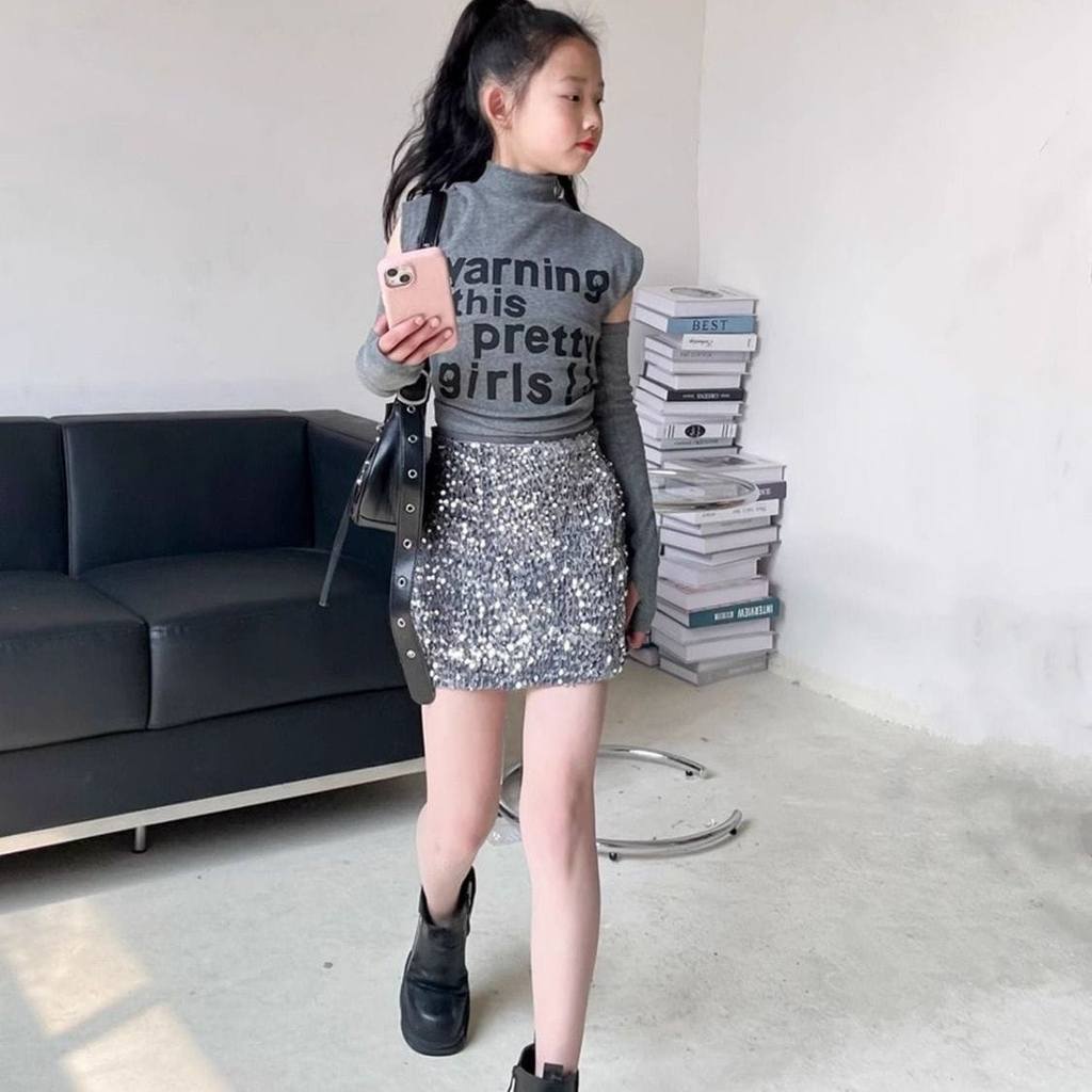 4 ~ 16Yrs Old Kids Girl Stage Performance เลื่อมกระโปรง 女童甜风亮片短裙