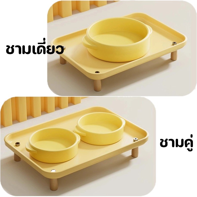 ชามแมว ชุดชามอาหารสัตว์เลี้ยงขอบสูง ป้องกันอาหารหก  ชามสุนัข ชามเซรามิก - รูปที่ 6