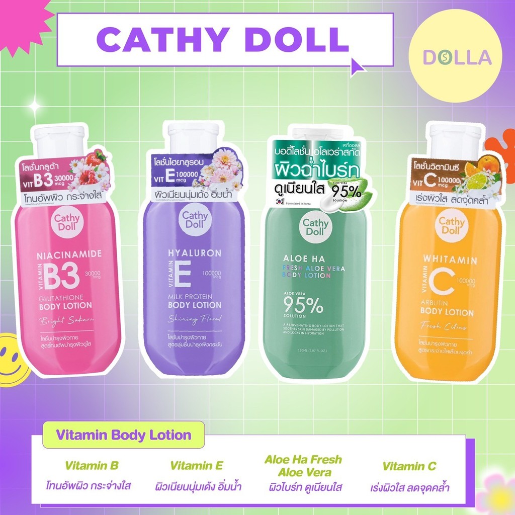 เคที่ดอลล์ วิตามิน บอดี้ โลชั่น 150ml Cathy Doll Vitamin Body Lotion 150ml
