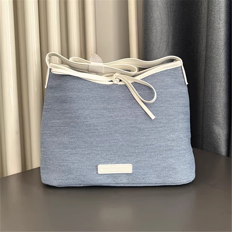 Online~Denim Handbag Commuter Bucket Shoulder Bag All-Match Casual Storage Bag