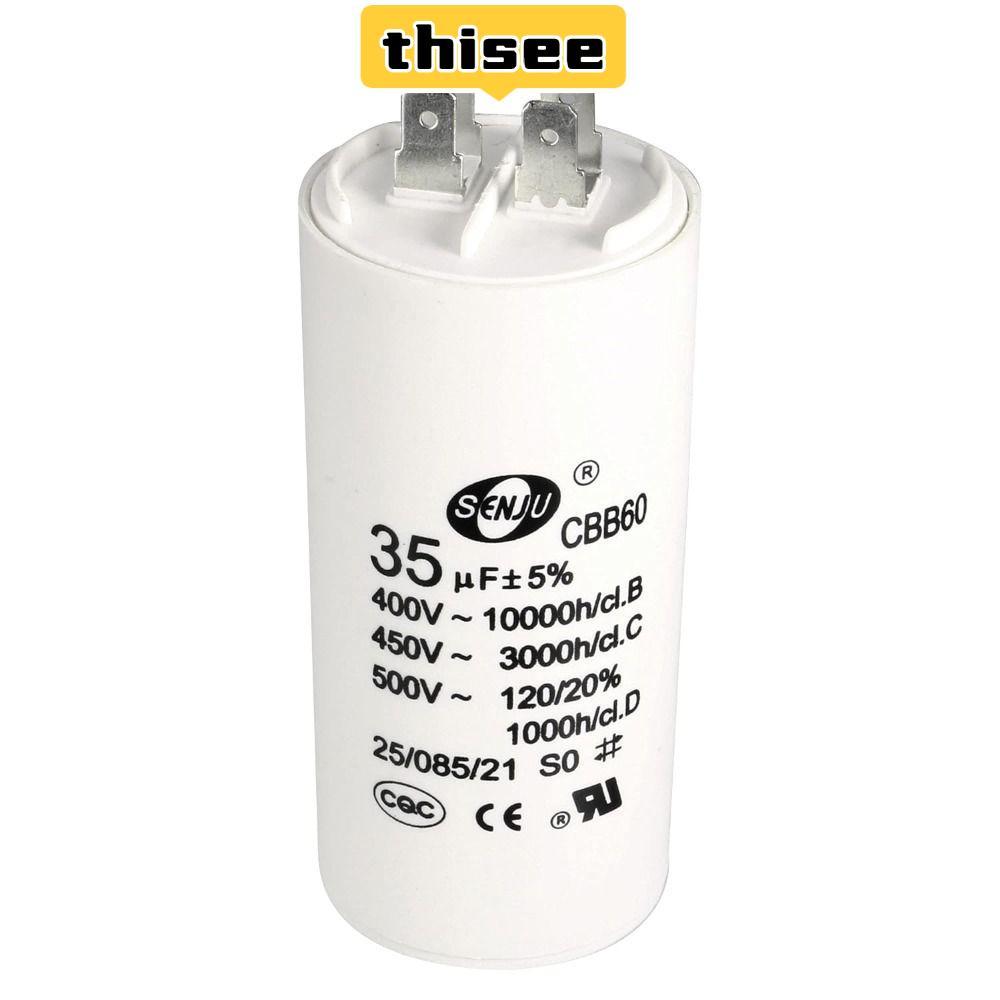 GOGOOUS CBB60 Run Capacitor, ใส่คู่ 35uF 450V AC CBB60 Capacitor, Low Loss White 50/60Hz กระบอก 92x4