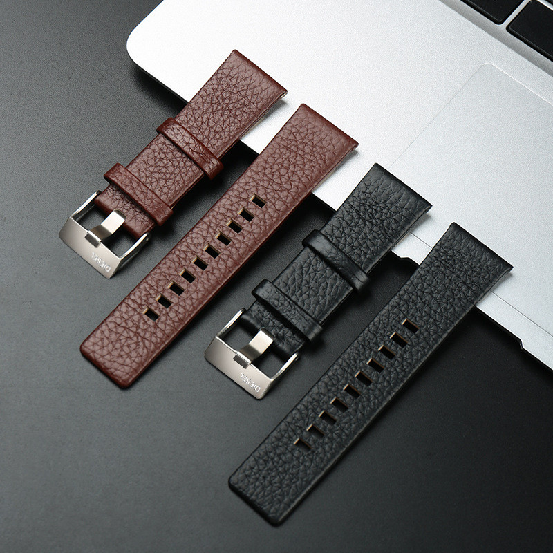 22/24/26/2830/32 มม.สายหนัง Litchi Grain Band สําหรับ DZ 4323/7333/7314/4318 สายรัดข้อมือผู้ชายS