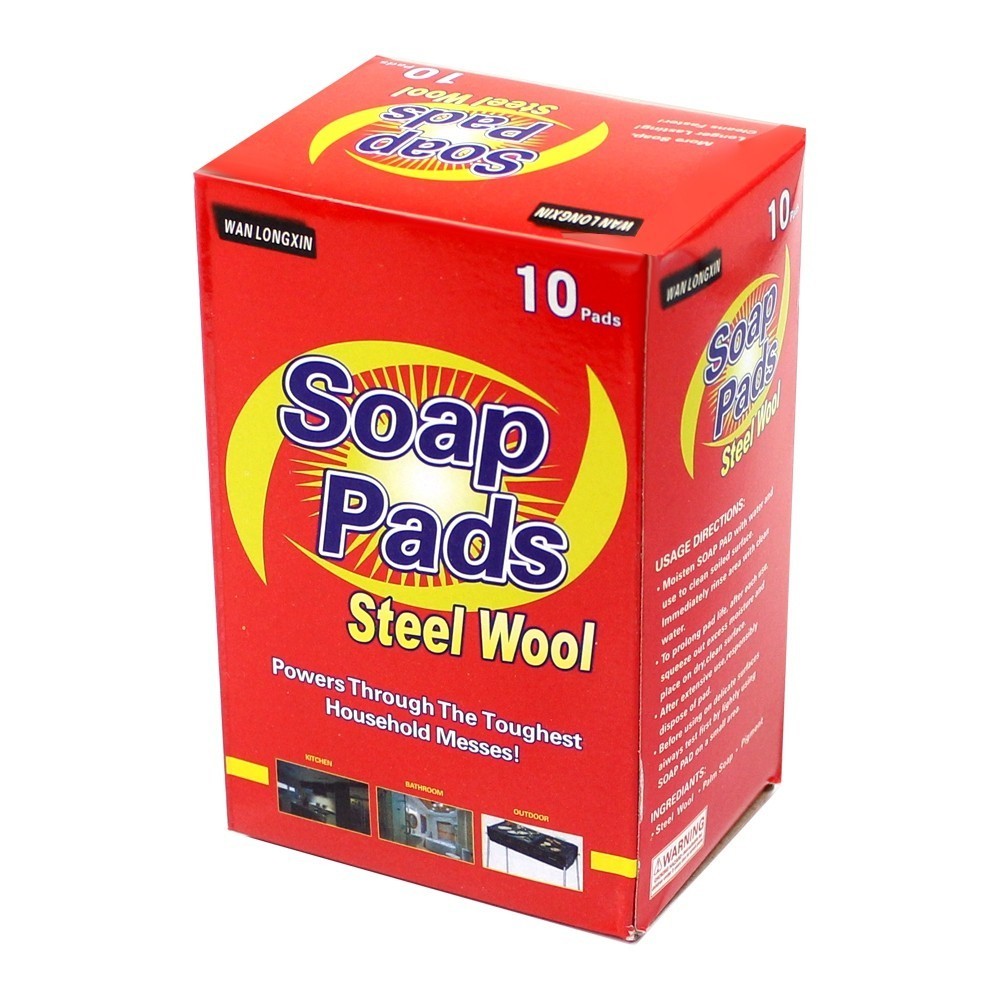 ฟองน้ำอัจฉริยะ Soap Pads Steel Wool (1 กล่อง 10ชิ้น) รุ่น Steel-wool-soap-pads-cleaner-7sep-J1