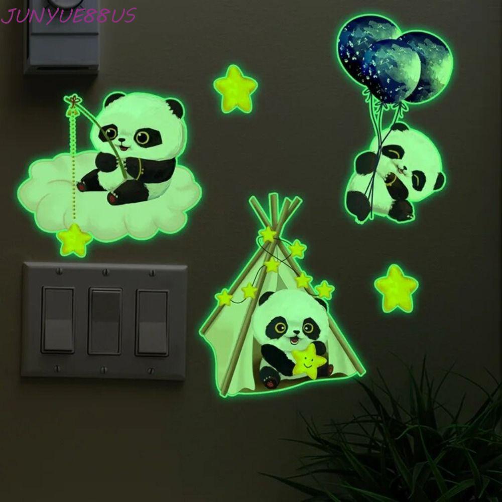 JUNYUE88US 3 ชิ้น/เซ็ต Luminous Switch สติกเกอร์,บอลลูน Star Panda บอลลูน Decals, การ์ตูน 3D Luminou