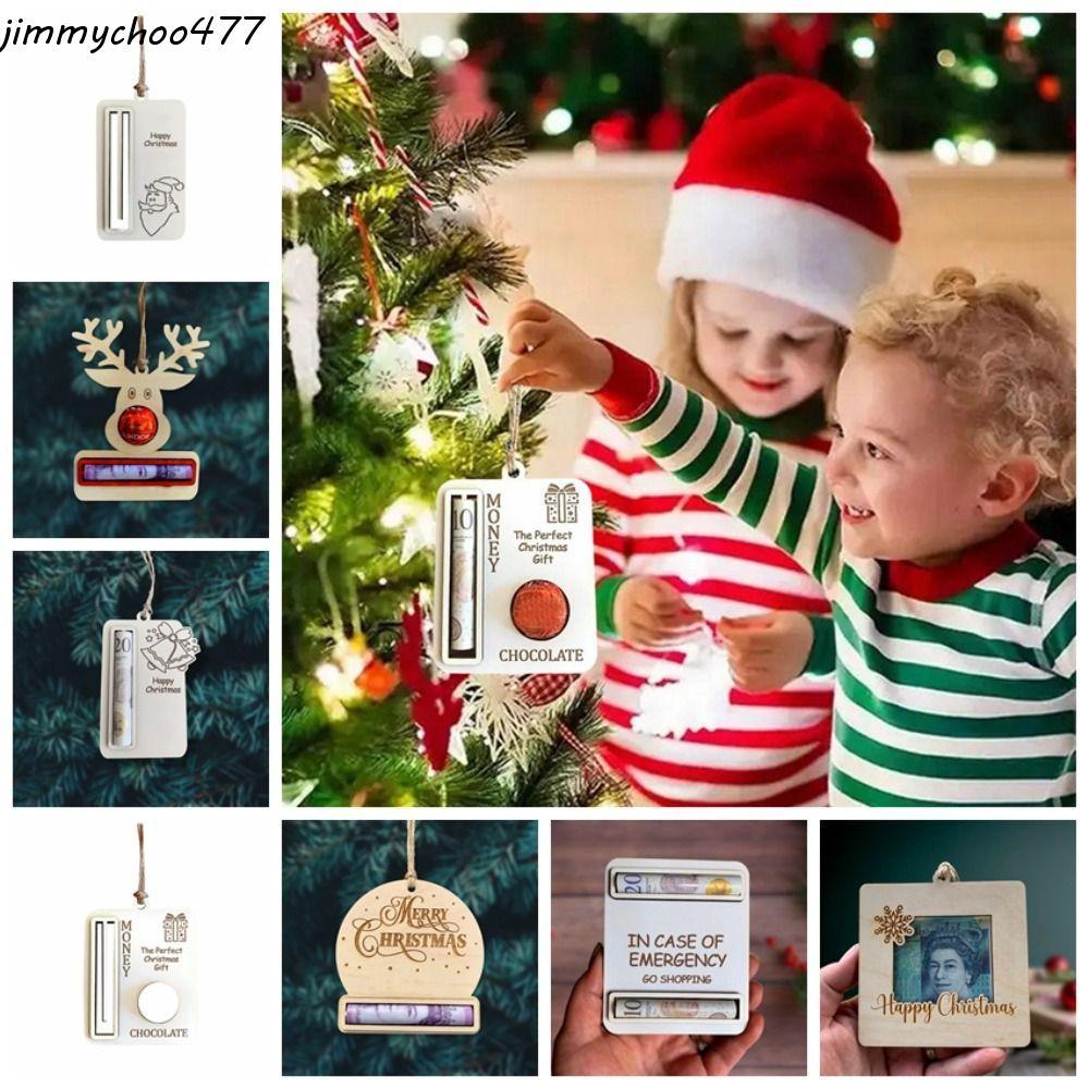 JIMMYCHOO Christmas Cash Card, Wood Print Christmas Money Holder, Money Holder Small Bell Santa Clau
