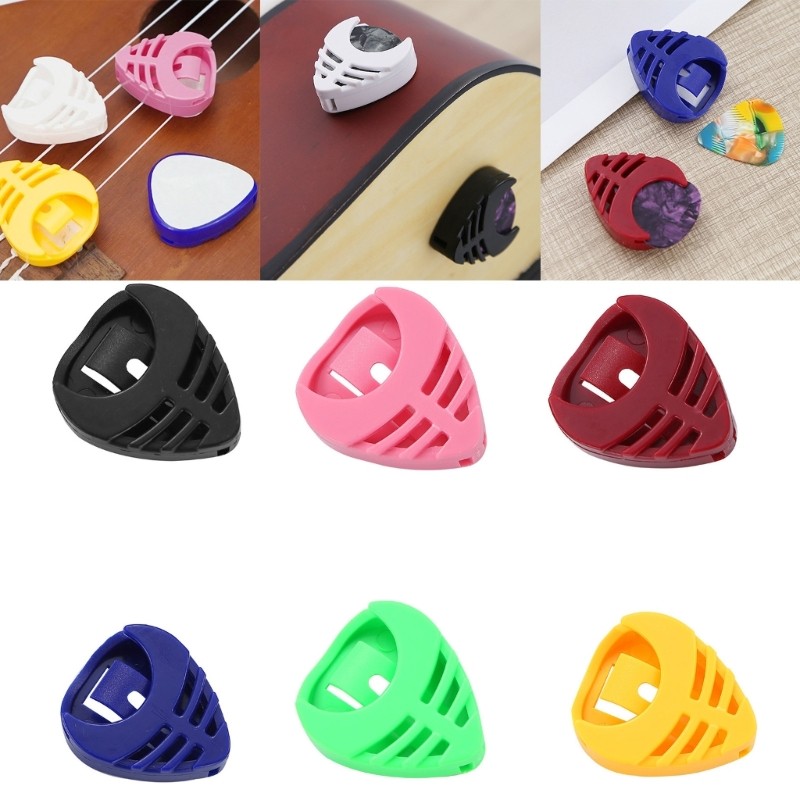 Doublebuy 6pack Triangles Guitar Pick Holder Case Durability พลาสติก ABS Compacts Storage สําหรับนัก