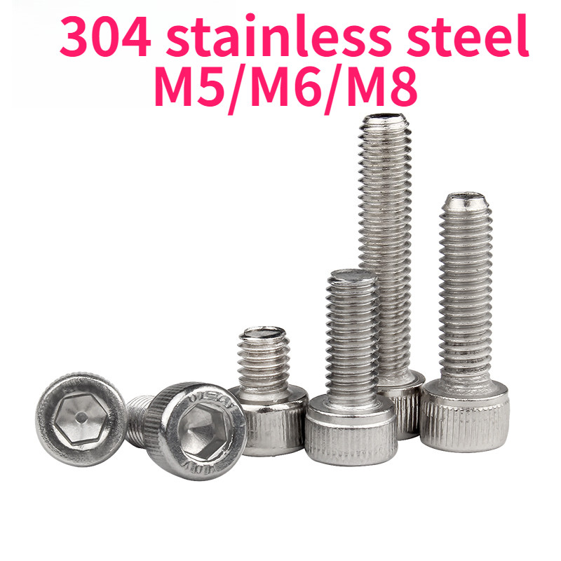 ！！！304 สกรูหกเหลี่ยมสแตนเลส DIN912 สกรูหัวทรงกระบอกขยายถ้วยหัว bolt M5/M6/M8 * L5-200 มม. (999-MB)【9