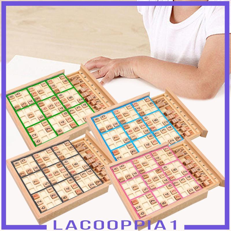 [Lacooppia1] ไม้ Sudoku Board Playset Sudoku หมากรุกของเล่น Montessori ปริศนารถไฟการคิดเชิงตรรกะความ