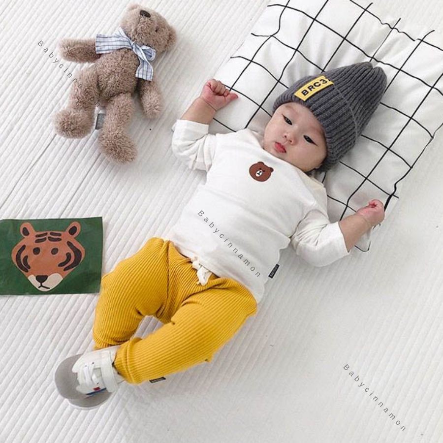 KATUN (BOY&GIRL) กางเกง Pikoo ไซส์ Baby 1-2 ปี / Baby GIRL BOY กางเกงซี่โครงผ้าฝ้าย Baby 3-18 เดือน 1 2 3-6 6-9 6-12 เดือนนําเข้าสาวเกาหลียาวเด็ก babycinnamon