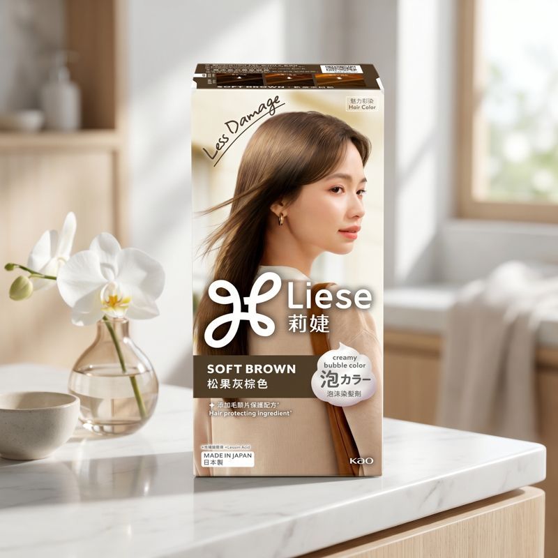 ลิเซ่โฟมเปลี่ยนสีผมครีมมี่บับเบิ้ลคัลเลอร์ซอฟต์บราวน์ Liese Creamy Bubble Soft Brown Color Foam [4901301370464]
