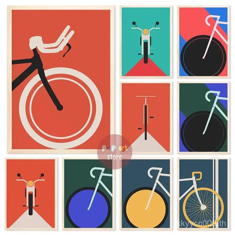 วินเทจจักรยานรถจักรยานยนต์ที่เรียบง่ายผ้าใบศิลปะย้อนยุคบทคัดย่อตกแต่งผนังสําหรับบ้านที่ทันสมัยที่ไม่
