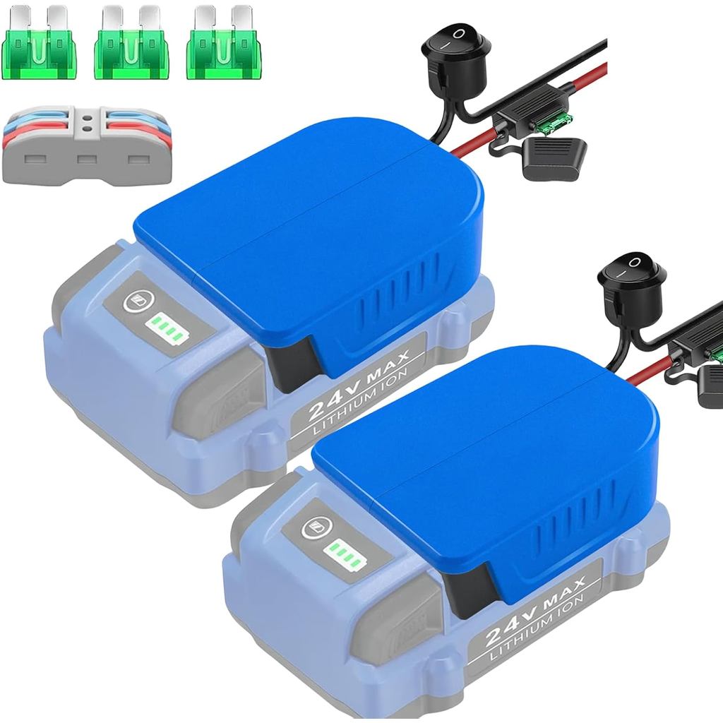 2Packs Power ล้ออะแดปเตอร์สําหรับ Kobalt 24V Max แบตเตอรี่ฟิวส์, 14 Gauge Power Connector ใช้งานร่วม