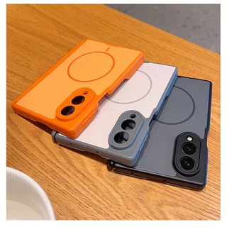 Simple Magnetic Skin Feel เคสโทรศัพท์กันกระแทกสําหรับ Samsung Z Fold 8 Wide Full Lens Coverage สําหรับ Magsafe Slim Fit ทนทาน Cover