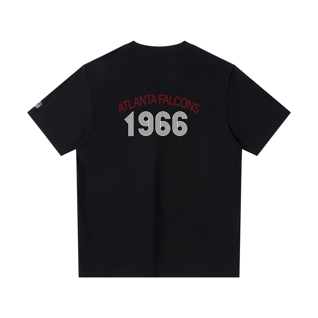 Atlanta Falcons เสื้อยืดแขนสั้นคอกลมพิมพ์ลายตัวอักษรด้านหลังปิดไหล่สําหรับทั้งชายและหญิงในฤดูร้อน