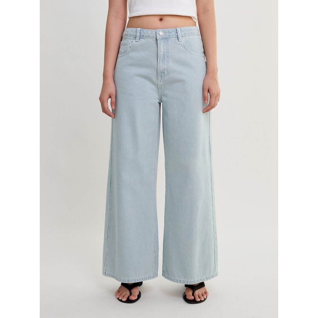 [Pomelo] กางเกงยีนส์ลายทาง / Ribbed Wide Leg Jeans — صورة 2