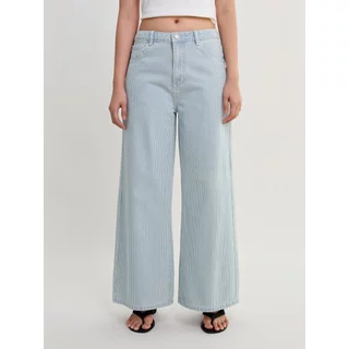 [Pomelo] กางเกงยีนส์ลายทาง / Ribbed Wide Leg Jeans