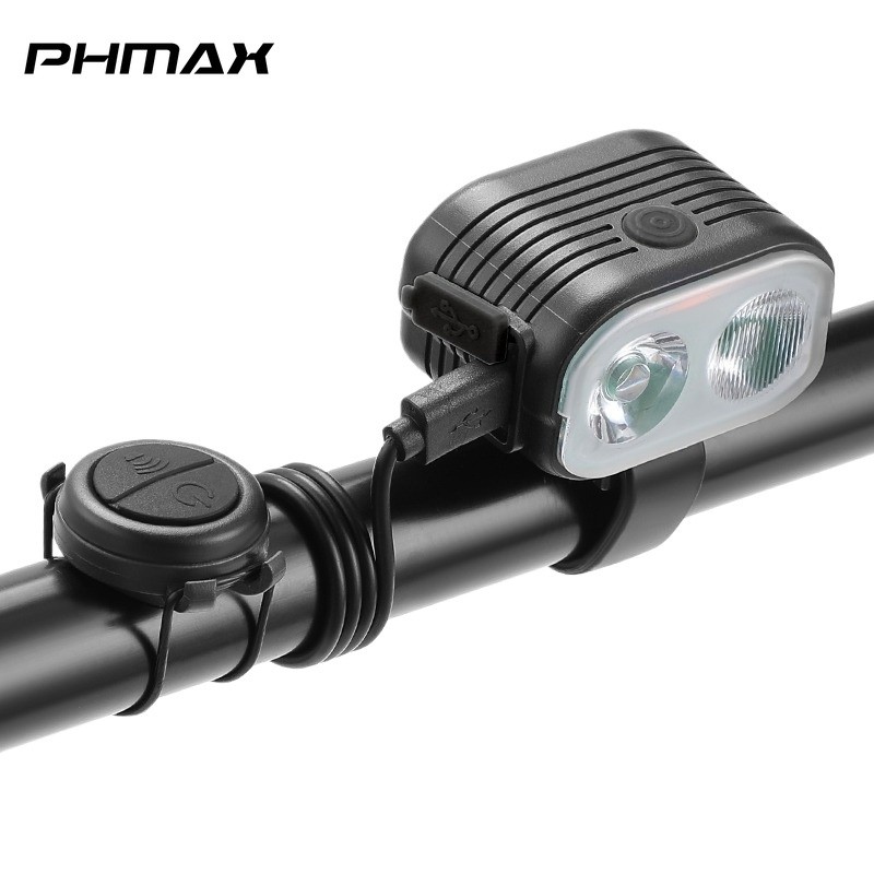 PHMAX Super Bright USB ไฟหน้าจักรยานแบบชาร์จไฟได้พร้อมแตรไฟฟ้ากันน้ําอายุการใช้งานแบตเตอรี่ยาวนานไฟหน้าจักรยาน