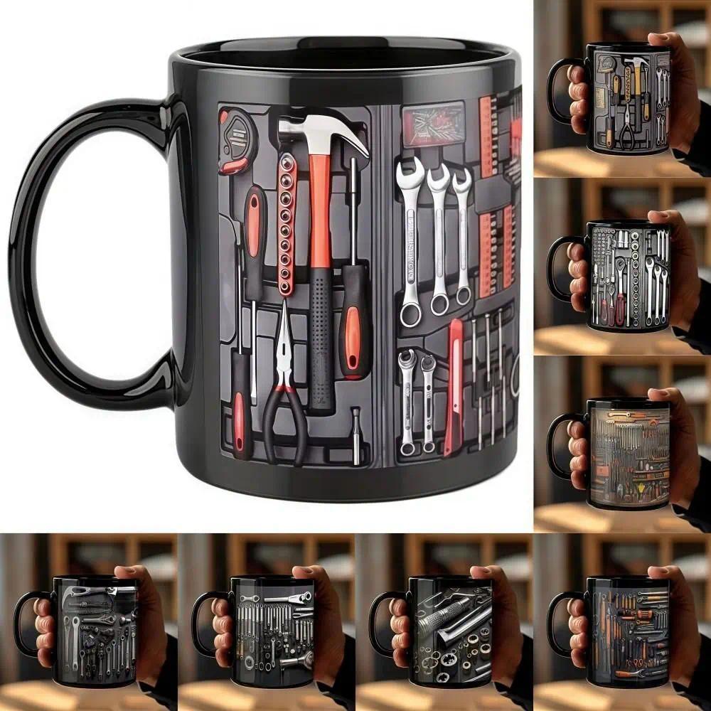 Funny 325ml Mechanic Coffee Mug Ceramic Toolbox Design Water Cup Sturdy Wrench Pattern Mechanic Mug 