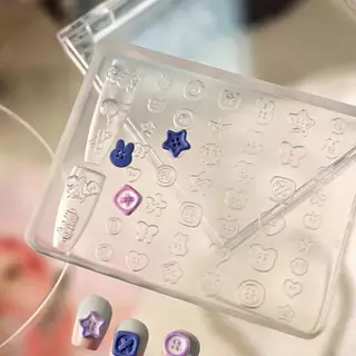 RENBG 1 PC Mini 3D ซิลิโคนเล็บแม่พิมพ์หลายปุ่มรูปร่างปลอดสารพิษปลอดภัยเล็บเครื่องมือสําหรับ DIY เล็บ Charm เรซิ่นหัตถกรรมใช้ในบ้าน TH