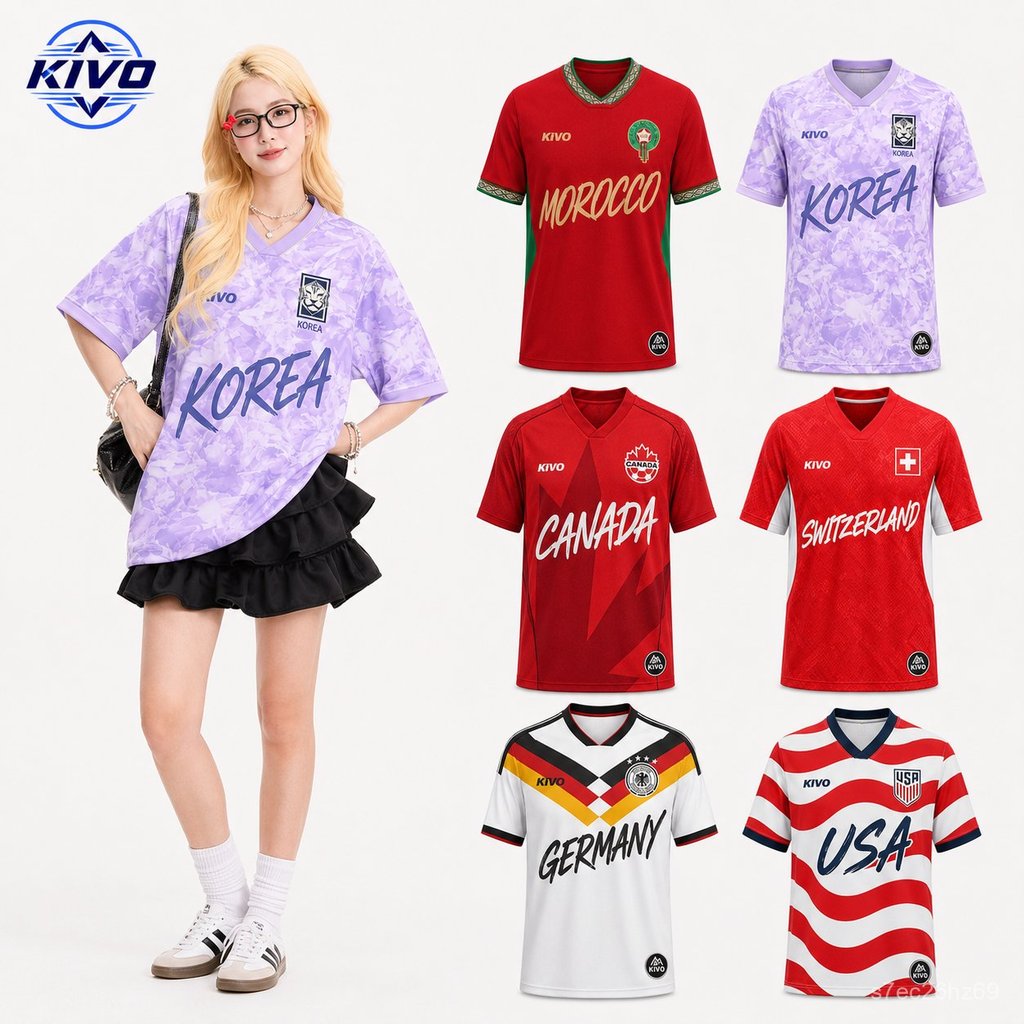 เสื้อบอลแฟชั่น KIVO Oversize ผู้หญิง Unisex ลายทีมชาติเกาหลี Jersey กีฬา ผ้านิ่ม ระบายอากาศ ใส่เที่ยวสตรีทลุค
