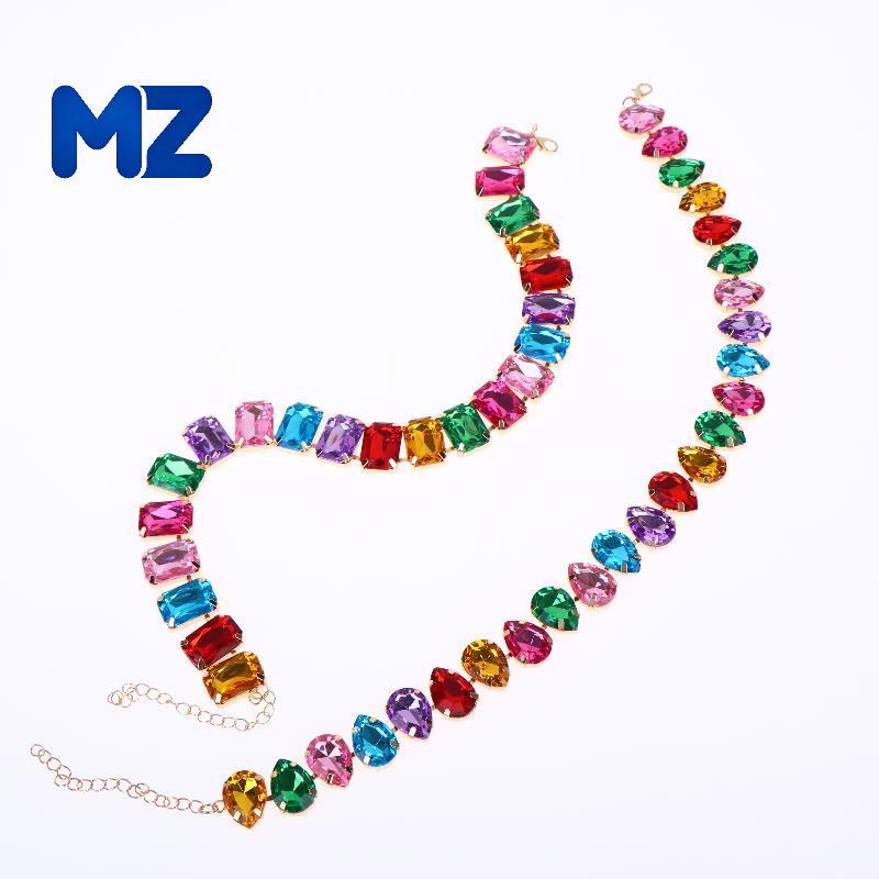 [MZ] Y2K Rhinestone สีสันสดใส Choker น่ารักคริสตัล Charm Nelace สําหรับผู้หญิง Party Club Streetwear