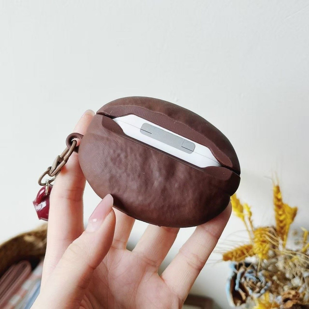 สําหรับ Hoco EW04 Plus Lovely Coffee Bean Design ซิลิโคนอ่อนนุ่ม Full Coverage Earbuds Case